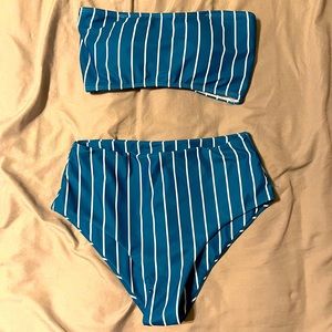 NWOT Shein two piece striped bikini size medium